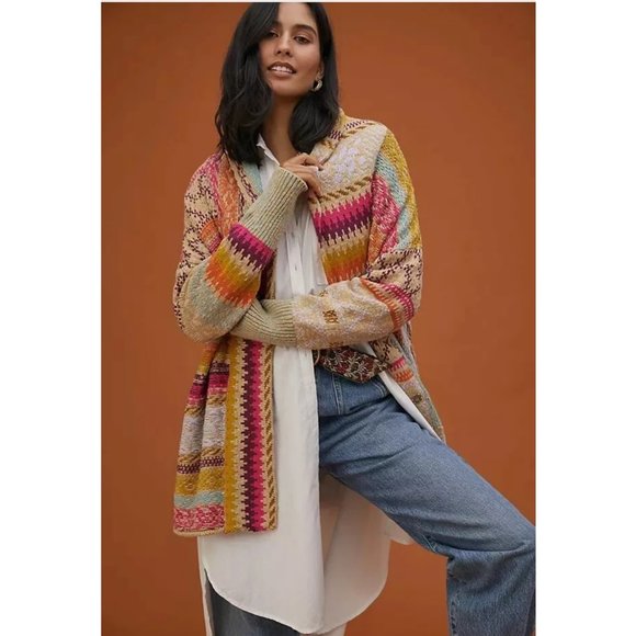 Anthropologie Pilcro Cross Stitches Cardigan Sweater (M/L)